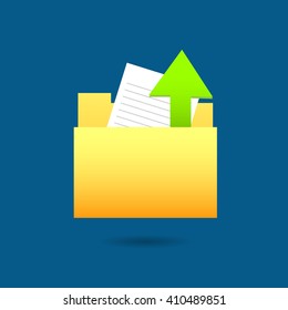 Download now icon. Upload from document. Receive data from a remote storage signs. Flat icons
