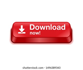 Download now red 3D button - catchy web isolated vector element 