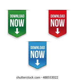 Download Now ribbon vector
