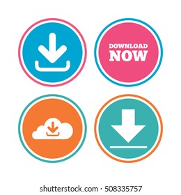 Download now signs. Upload from cloud icon.