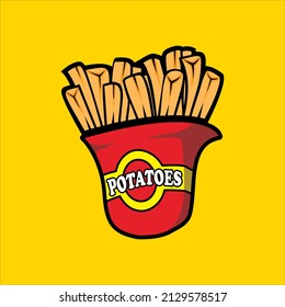 Download now, vector illustration of french fries in red packaging. Private and commercial license. Can be used in goods for resale. Buy once and use for life.