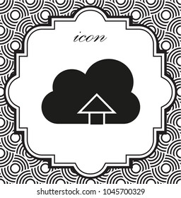 download on cloud vector icon on a geometric background of eps