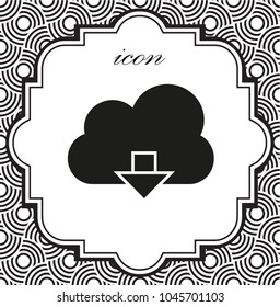 download on cloud vector icon on a geometric background of eps