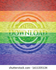 Download on mosaic background with the colors of the LGBT flag