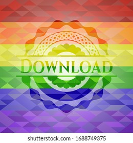 Download on mosaic background with the colors of the LGBT flag