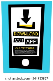 Download Our App (Flat Style Vector Illustration Quote Poster Design) With Text Box Template