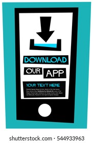 Download Our App (Flat Style Vector Illustration Quote Poster Design) With Text Box Template