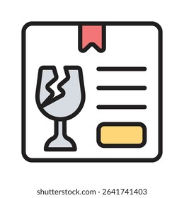 Download our handy icon of fragile delivery in filled line style