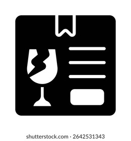 Download our handy icon of fragile delivery in glyph style