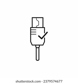 "Download our high-quality black and white USB vector image featuring a checkmark. This versatile image is perfect for enhancing UI design, development projects, icons, and more