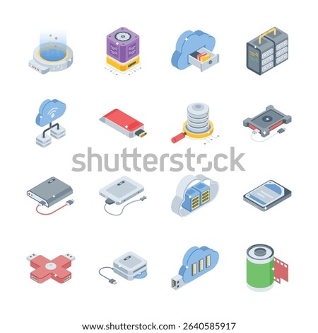 Download our latest set of database backup isometric style icons