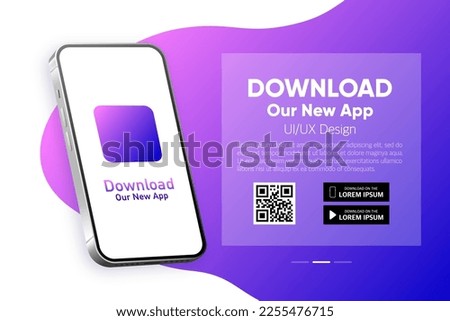 Download our new Mobile App. Empty screen smartphone for you app. Page mockup. Download app. Vector illustration.