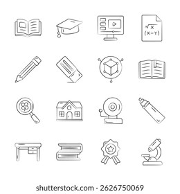 Download our premium collection of learning material hand drawn icons