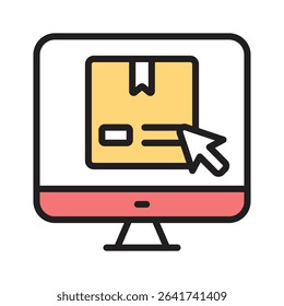 Download our premium filled line style icon of online place order