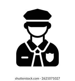 Download our premium glyph icon of policeman character