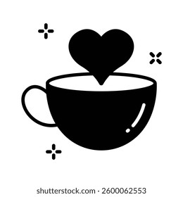 Download our premium glyph style icon of coffee date cup