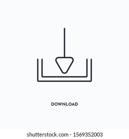 Download outline icon. Simple linear element illustration. Isolated line Download icon on white background. Thin stroke sign can be used for web, mobile and UI.
