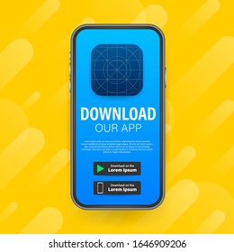 Download Page Of The Mobile App. Empty Screen Smartphone For You App. Download App. Vector Stock Illustration