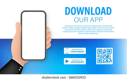 Descargar la página de la aplicación móvil. smartphone de pantalla vacío para tu aplicación. Descargar la aplicación. Ilustración de material vectorial
