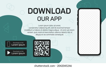 Seite der mobilen App herunterladen. Leeres Smartphone für Ihre App. Schaltfläche herunterladen. Vektorgrafik.