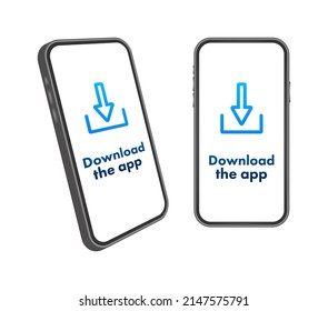 Download page of the mobile app. Empty screen smartphone for you app. Download app. Vector stock illustration