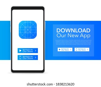 Seiten herunterladen. Mobile App-Anwendung. Geschäftskonzept. Hand Touchscreen Smartphone Symbol.