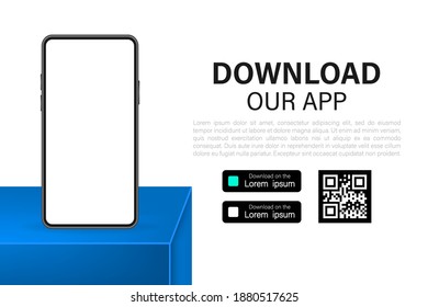 Download pages. Mobile app application. Business concept. Hand touch screen smartphone icon.