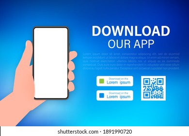 Download pages. Mobile app application. Business concept. Hand touch screen smartphone icon.