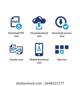 Téléchargement PDF, Cloud téléchargement, succès du Téléchargement, Transfert, téléchargement mobile, icône d'Application