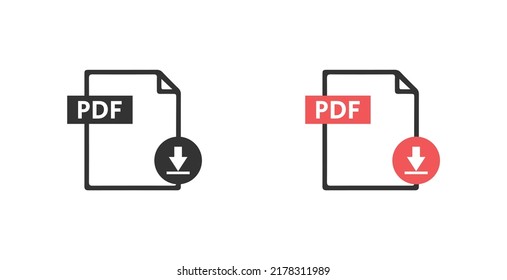 Download pdf document concept vector icon in flat modern design isolated on white background. PDF file download vector icon.