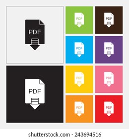 Download PDF file document icon, in flat design style. Vector illustration eps 10.