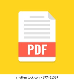 Download PDF file icon. Downloading document concept. Flat cartoon style. Vector illustration.