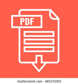 Download PDF file icon. Downloading document concept. Flat cartoon style. Vector illustration.