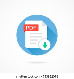 Download PDF icon. Download document. Vector round icon with long shadow design