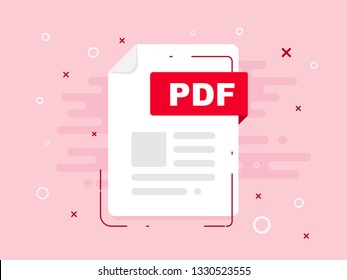 Download PDF icon file with label. Downloading document concept. Banner for business, marketing and advertising. Vector Illustration.