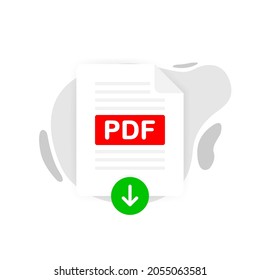 Download PDF icon file with label on white background. Downloading document concept. Vector illustration.