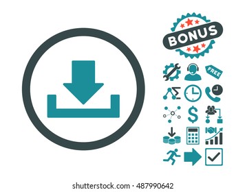 Download pictograph with bonus symbols. Vector illustration style is flat iconic bicolor symbols, soft blue colors, white background.