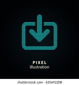 Download - pixel icon. Vector Illustration. Design logo element. Isolated on black background. It is easy to change to any color.