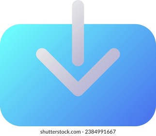 Download pixel perfect flat gradient two-color ui icon. Down arrow. Save file. Copy into computer. Simple filled pictogram. GUI, UX design for mobile application. Vector isolated RGB illustration