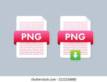 Download PNG button on laptop screen. Downloading document concept. File with PNG label and down arrow sign. Vector illustration.