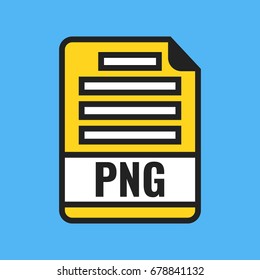 Download PNG file icon. Downloading document concept. Flat cartoon style. Vector illustration.