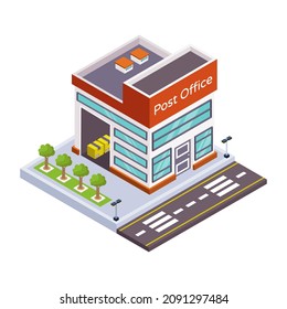 Download postal office building in isometric style icon 
