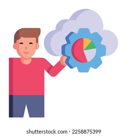 Download premium flat icon of cloud analysis