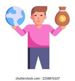 Download premium flat icon of global investor 