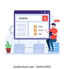 Download premium flat illustration of domain registration