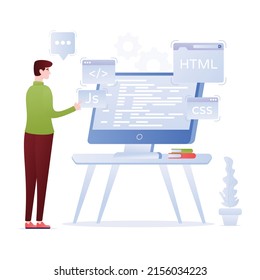 Descargar ilustración plana premium de programación 

