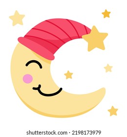 Download premium flat sticker of good night 