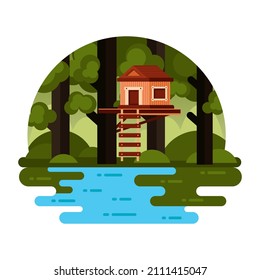 Descargar vector plano premium de casa de campo

