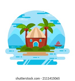 Descargar vector plano premium de casa de campo

