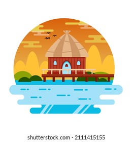 Descargar vector plano premium de casa de campo

